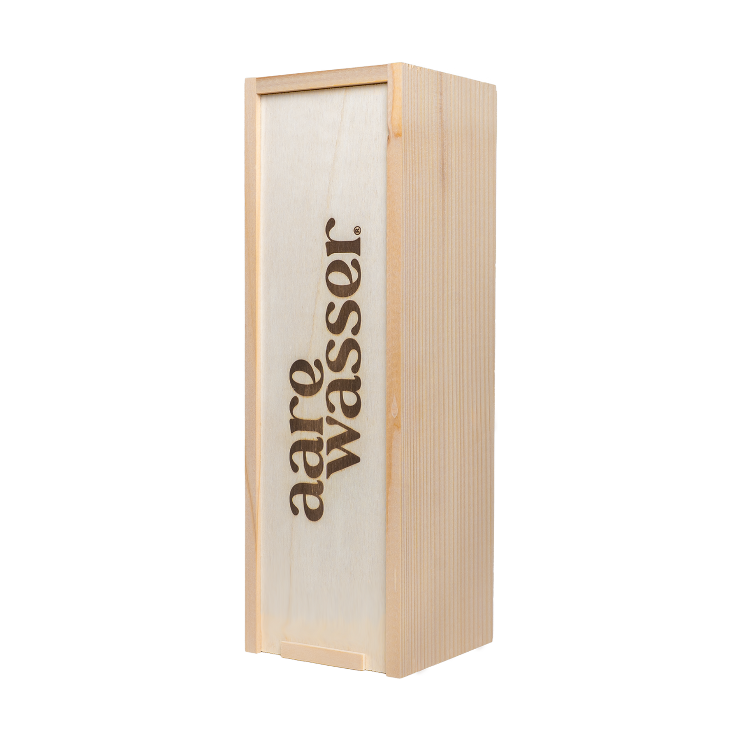 Holzkiste mit eingebranntem Logo